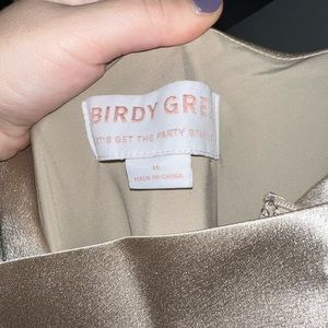 Lisa long dress Birdy Grey with slit- Neutral champagne